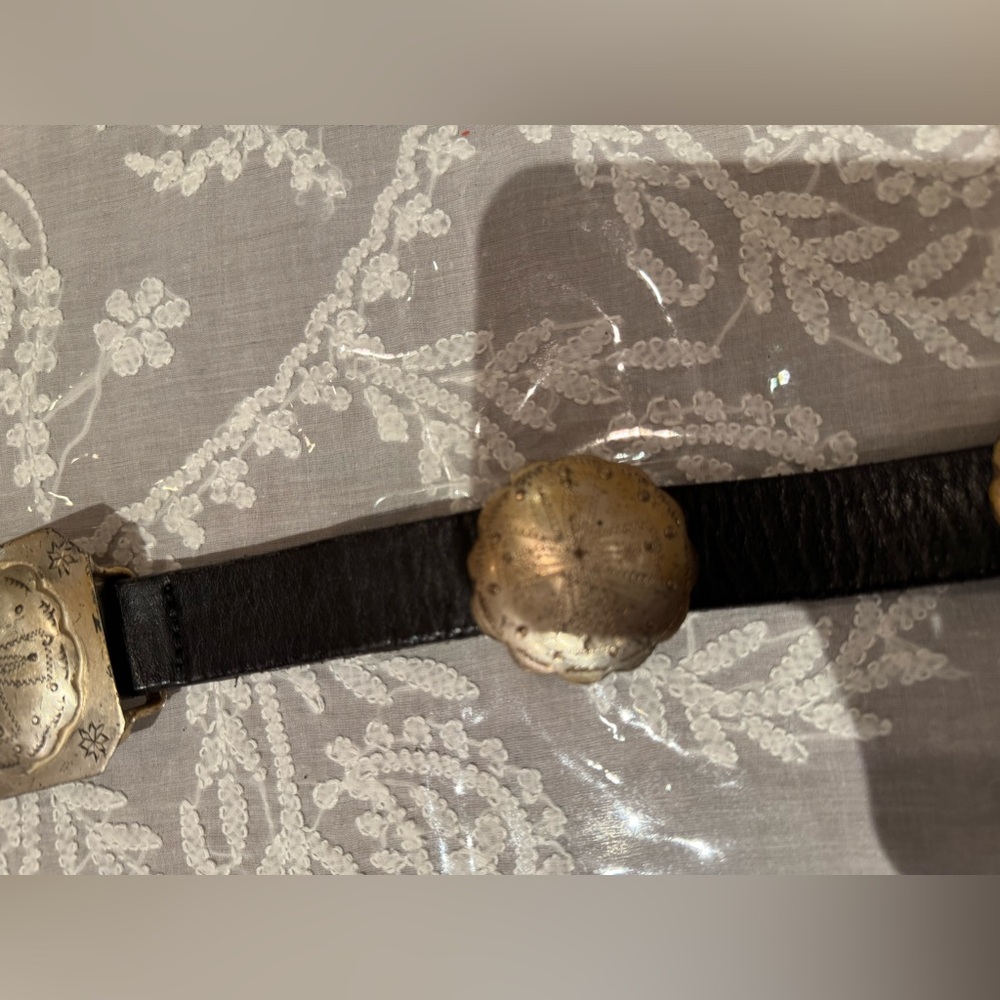 ❤️ RALPH LAUREN Black Leather Belt with Silver Accents - Picture 12 of 16